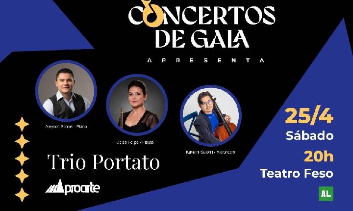 Trio Portato abre temporada 2026 da série Concertos de Gala