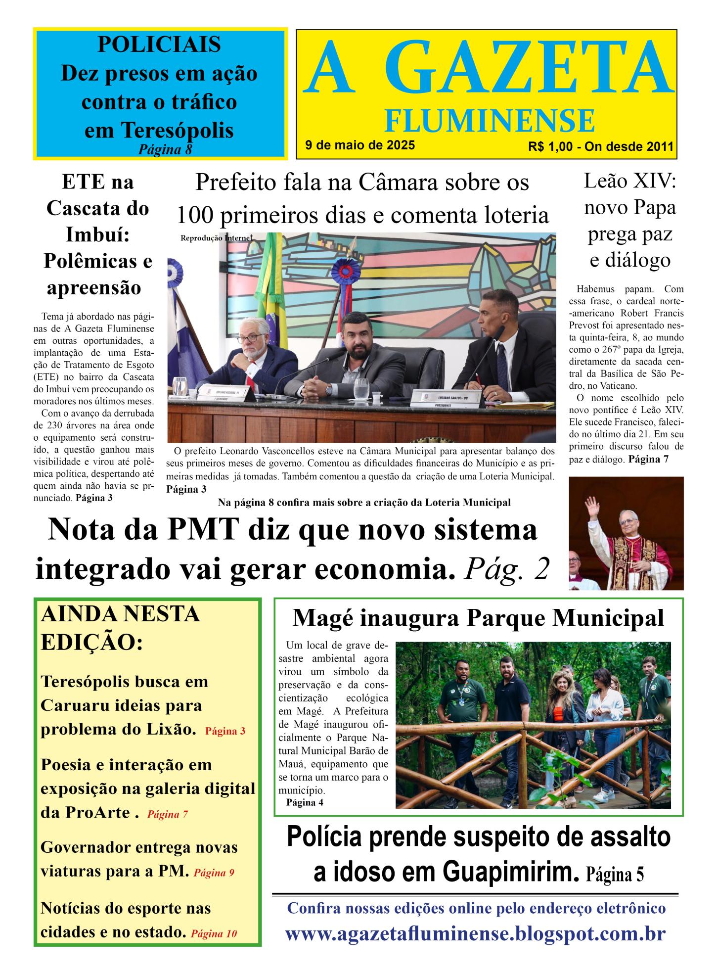 A Gazeta Fluminense destaca Teresópolis, Magé e Guapimirim