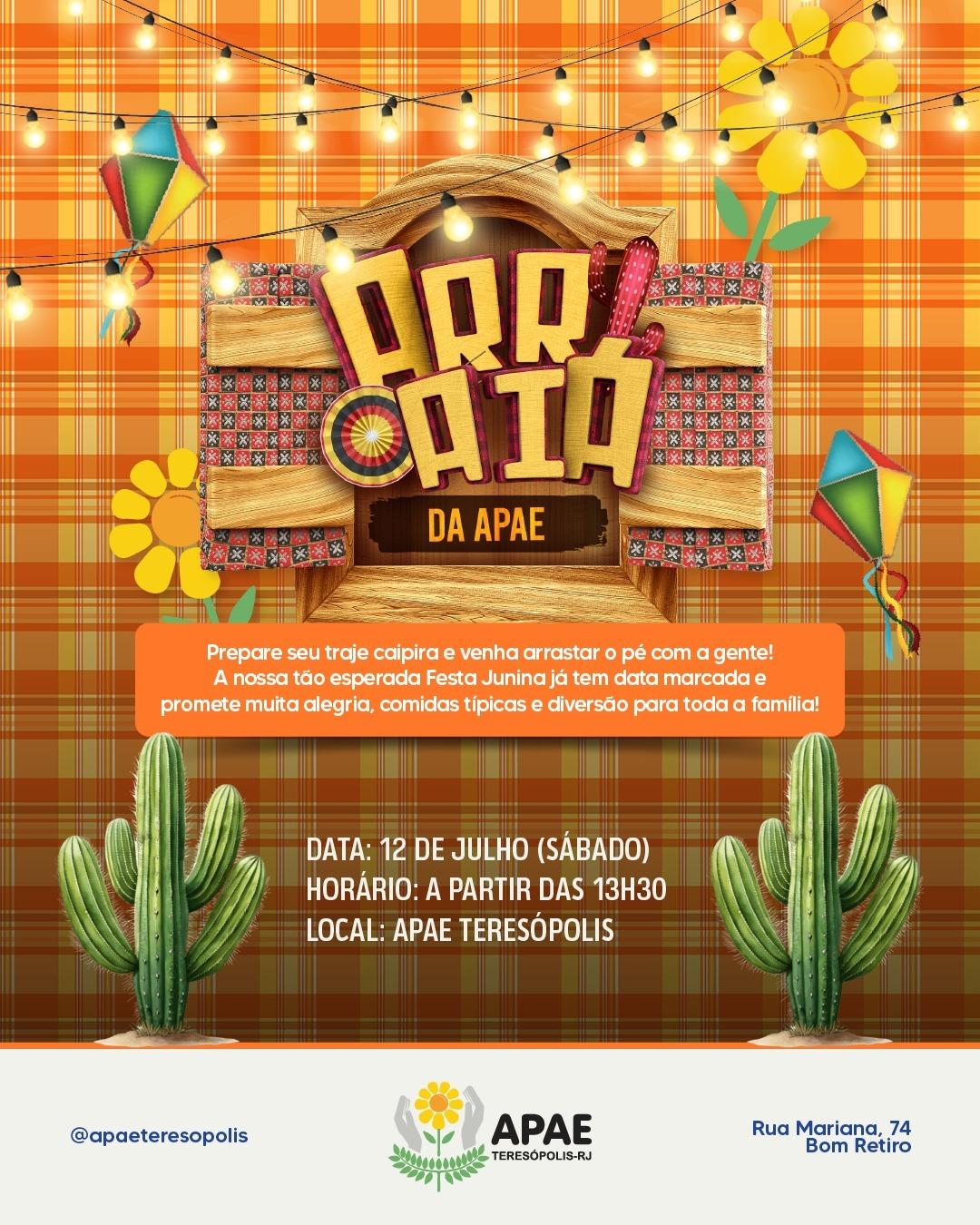Arraial da APAE acontece no próximo dia 12