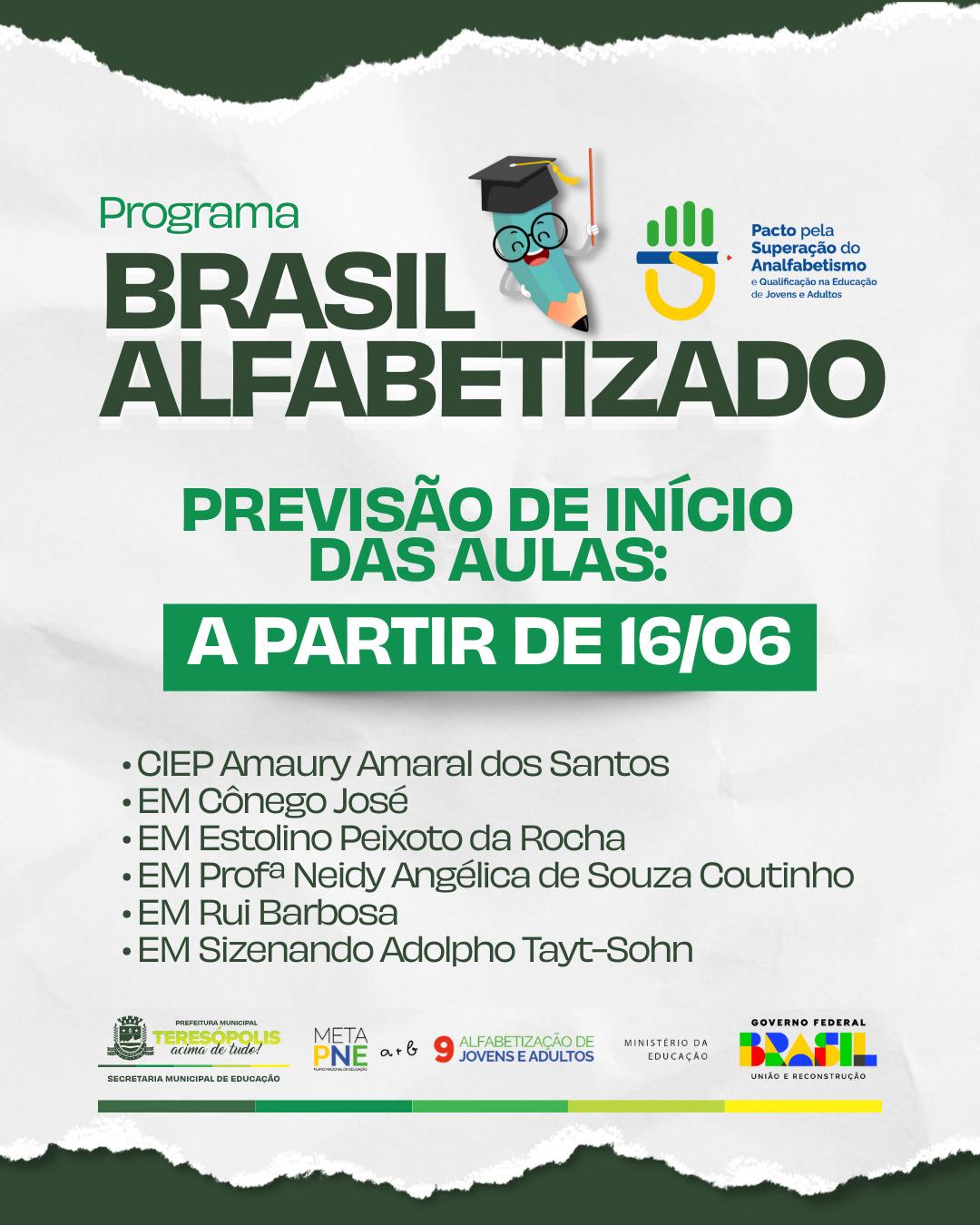 Programa Brasil Alfabetizado tem 120 inscritos em Teresópolis