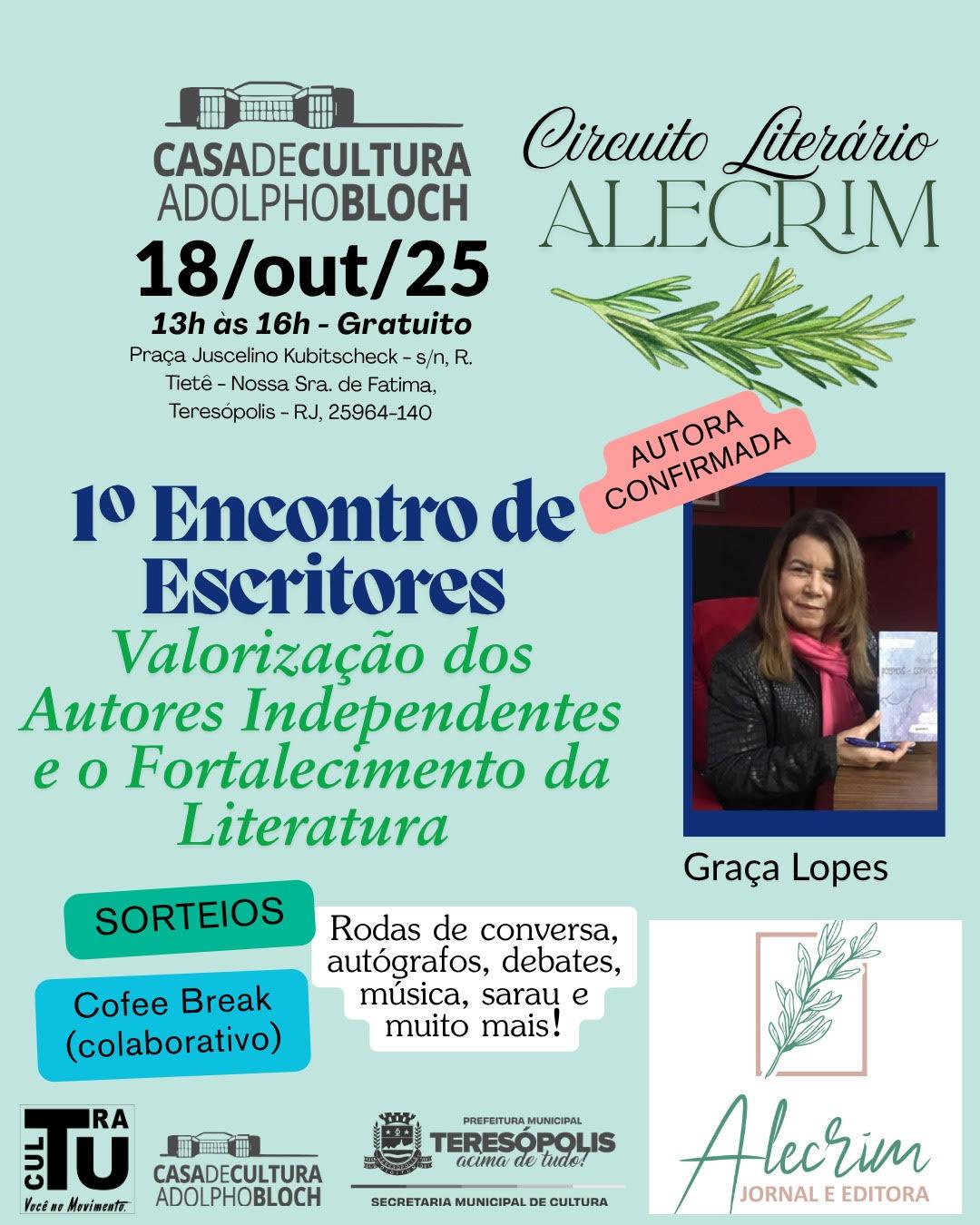 Casa de Cultura de Teresópolis recebe o 1º Encontro de Escritores