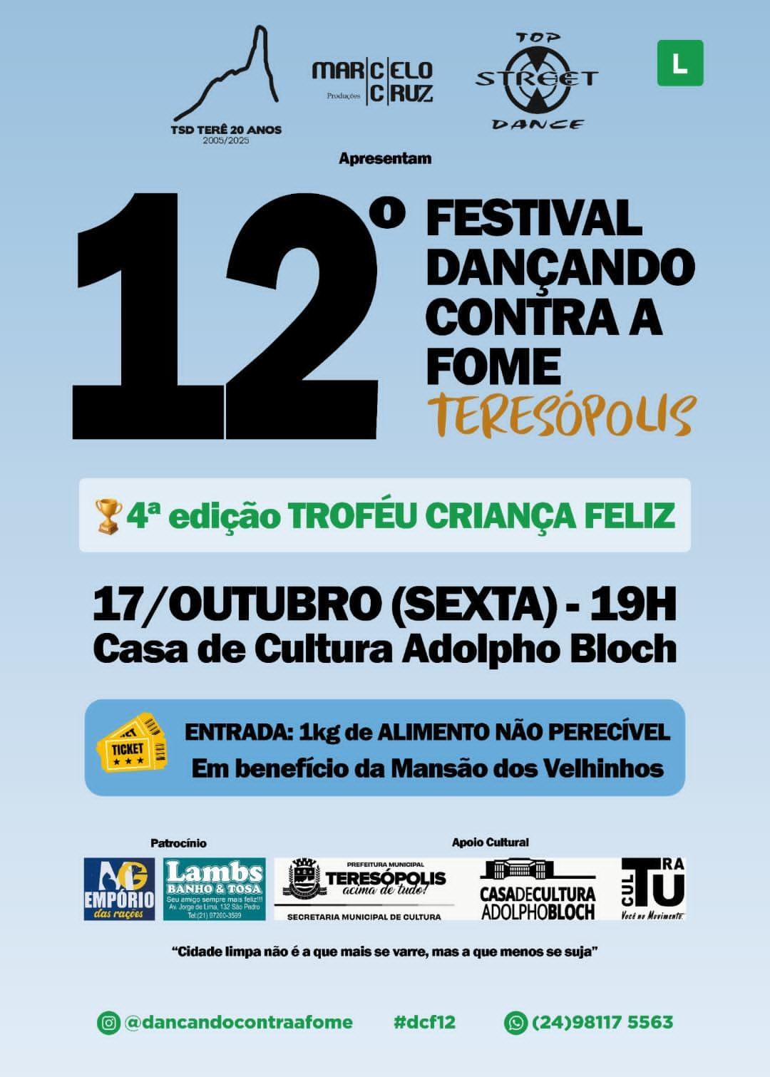 Festival Dançando contra a Fome e Troféu Criança Feliz agitam a Casa de Cultura