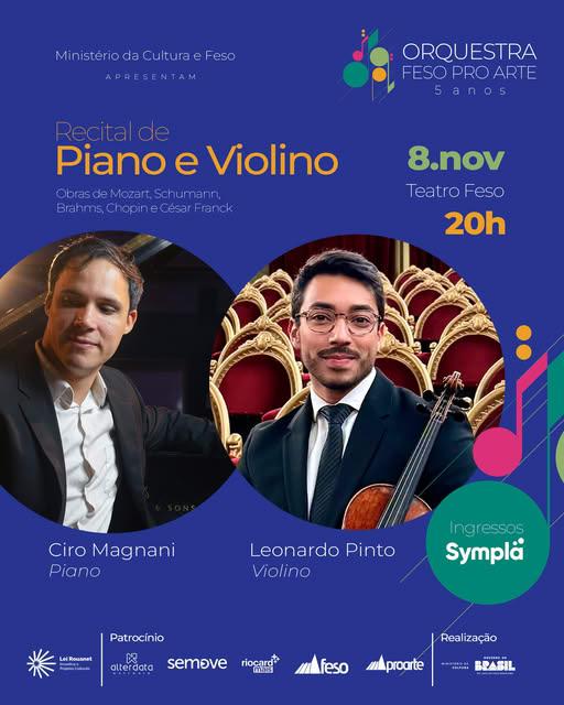 Recital de Piano e Violino neste final de semana, no Teatro Feso
