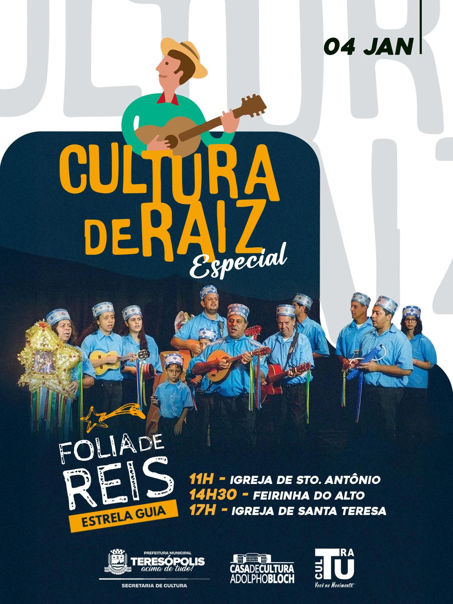 Cultura de Raiz leva a Folia de Reis Estrela Guia à Feirarte e às Igrejas de Santo Antonio e de Santa Teresa